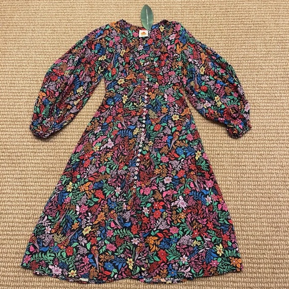 Farm Rio Tropical Garden Lenzing Ecovero Viscose Midi Dress Small like new - Picture 4 of 12